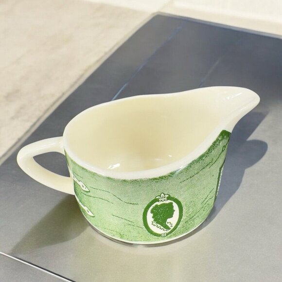 Royal Colonial Homestead Creamer Silhouette and Sample Green and White Ceramic - Picture 2 of 15